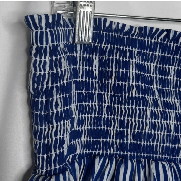 COPY - EUC Aerie Smocked Blue & White Striped Tiered Skirt XL - Picture 3 of 8